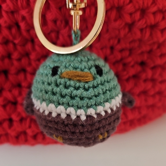 Tiny Crochet Duck Keychain - Picture 2 of 6